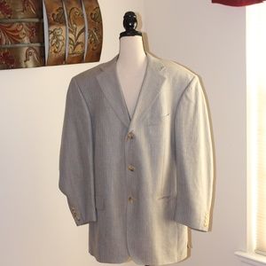 Ibiza, pale blue and tan suit jacket